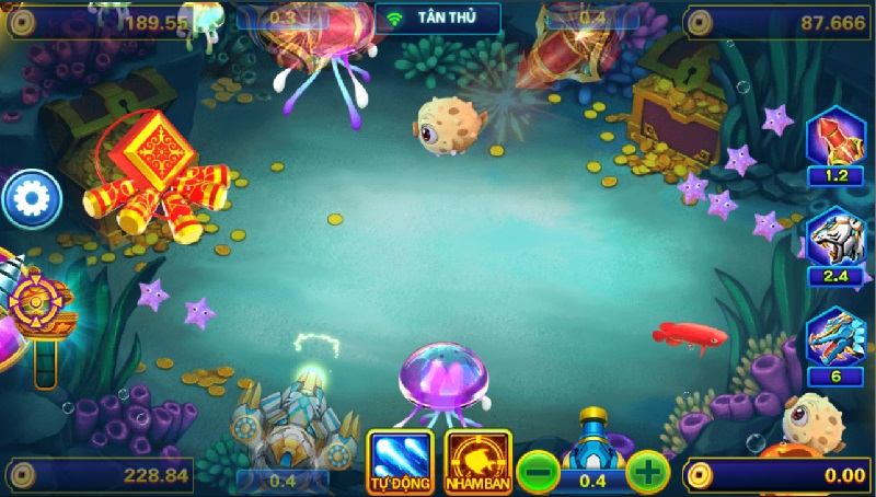 Bắn cá Thần Tài có đa dạng sinh vật tương ứng với hệ số thưởng khác nhau