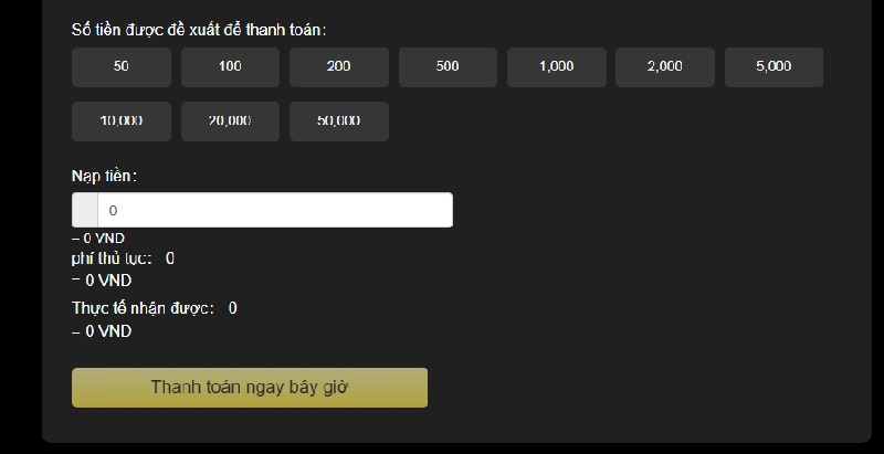 Nạp tiền bằng chuyển khoản ngân hàng